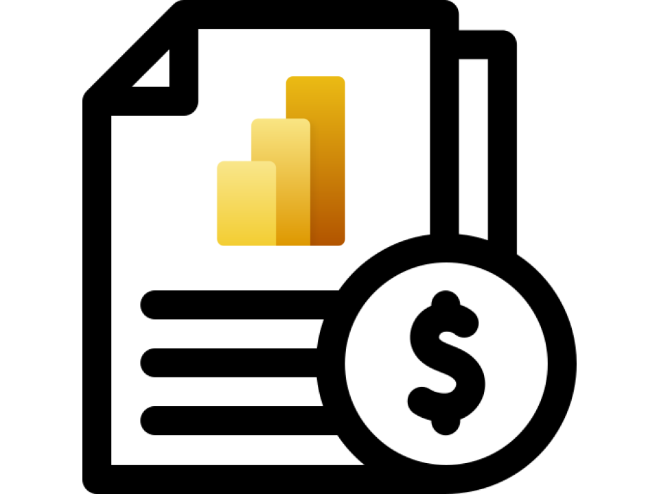 Finance icon and Power BI logo combined together
